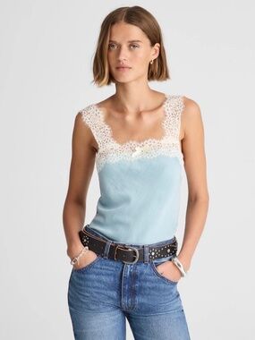 NWOT Alexa Chung for Madewell - Charlotte Satin Camisole in Blue, Small
